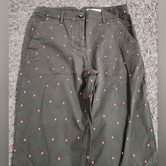 Boden Cropped Polka Dot Trouser Pants Green size 4 - Picture 9 of 12